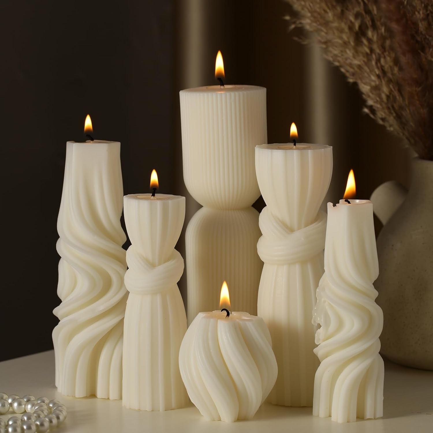 6 Pcs Small Pillar Candles