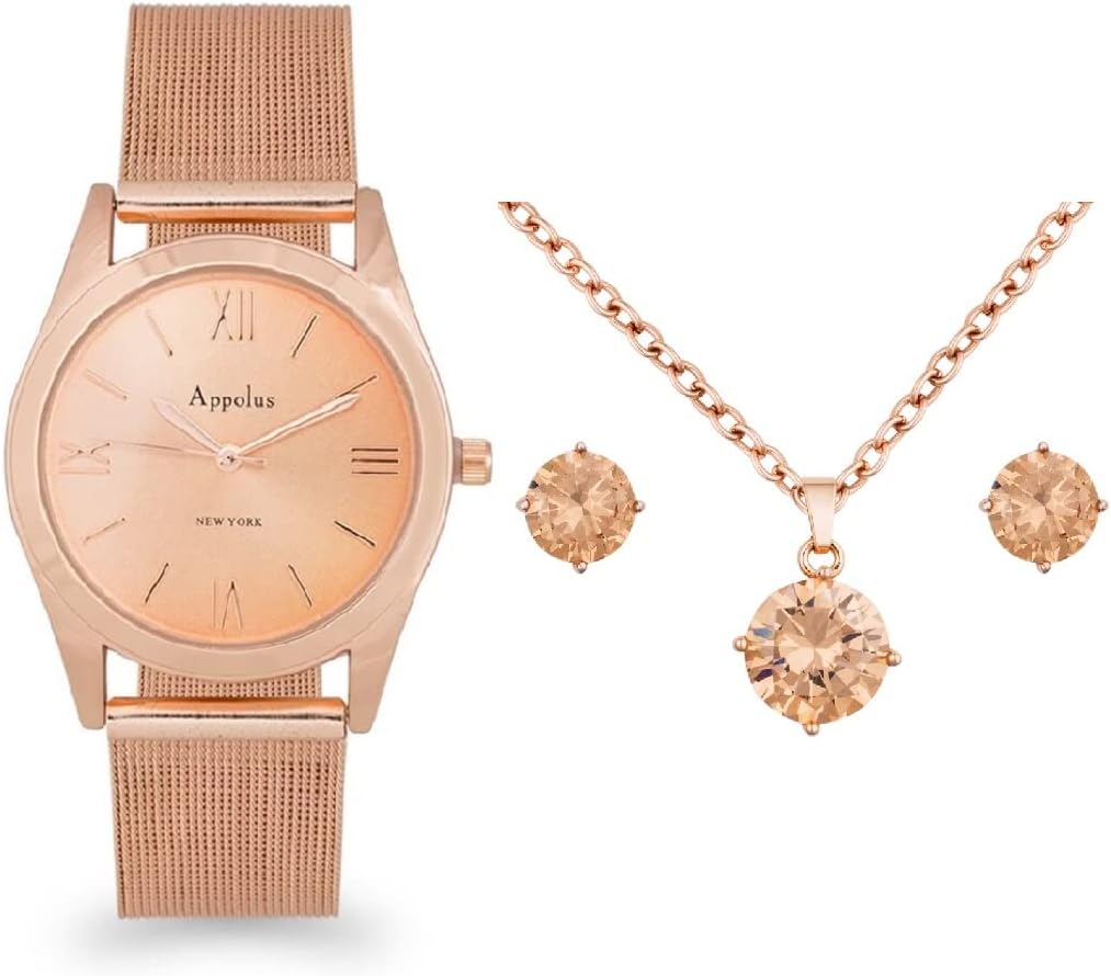 Necklace Earrings Gift Set with Cubic Zirconia Stones