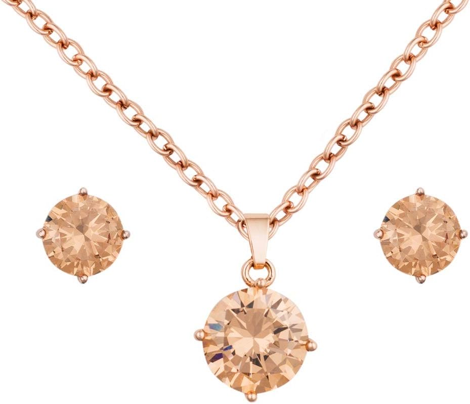 Necklace Earrings Gift Set with Cubic Zirconia Stones