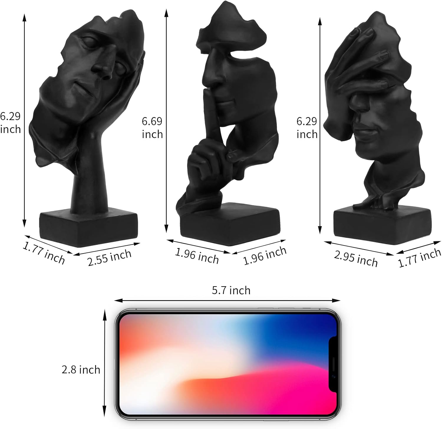 Trio of Thought Statues Home Decor 