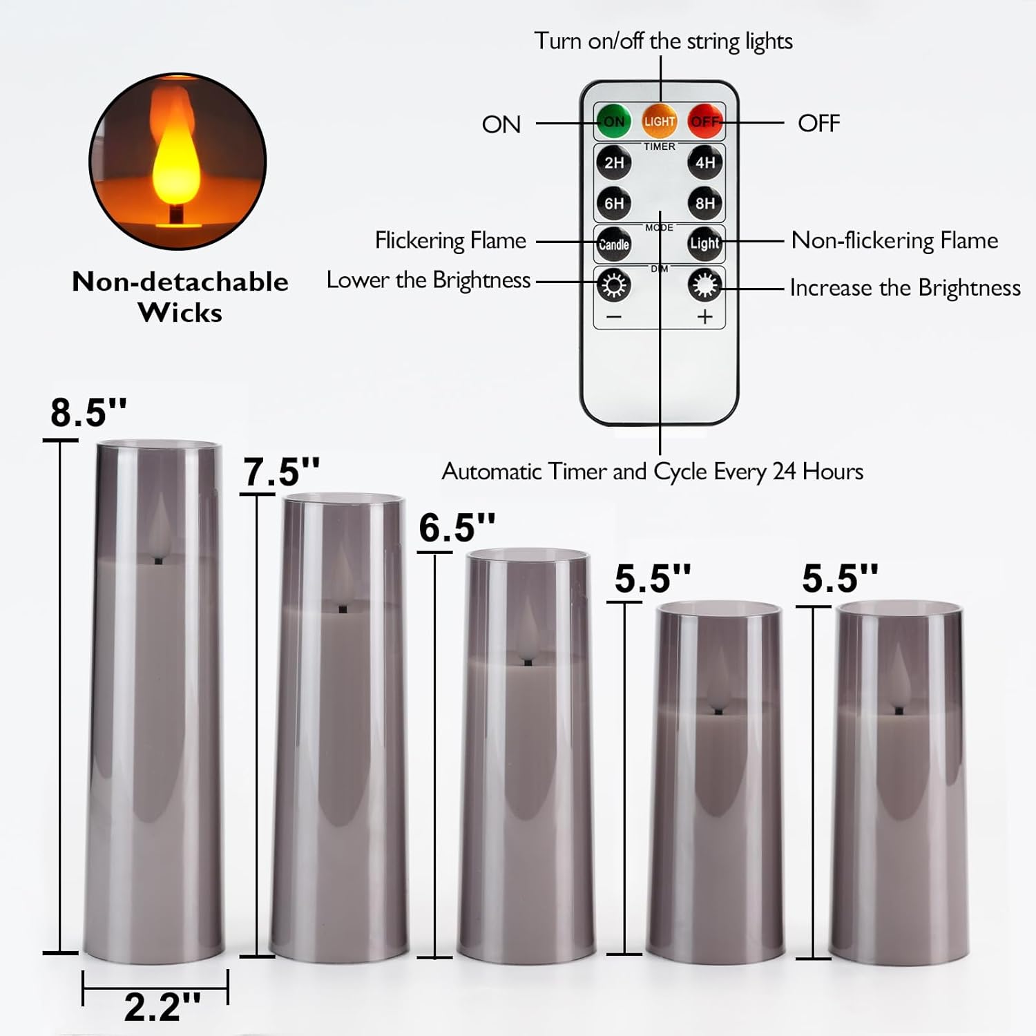 Grey Flameless Candles