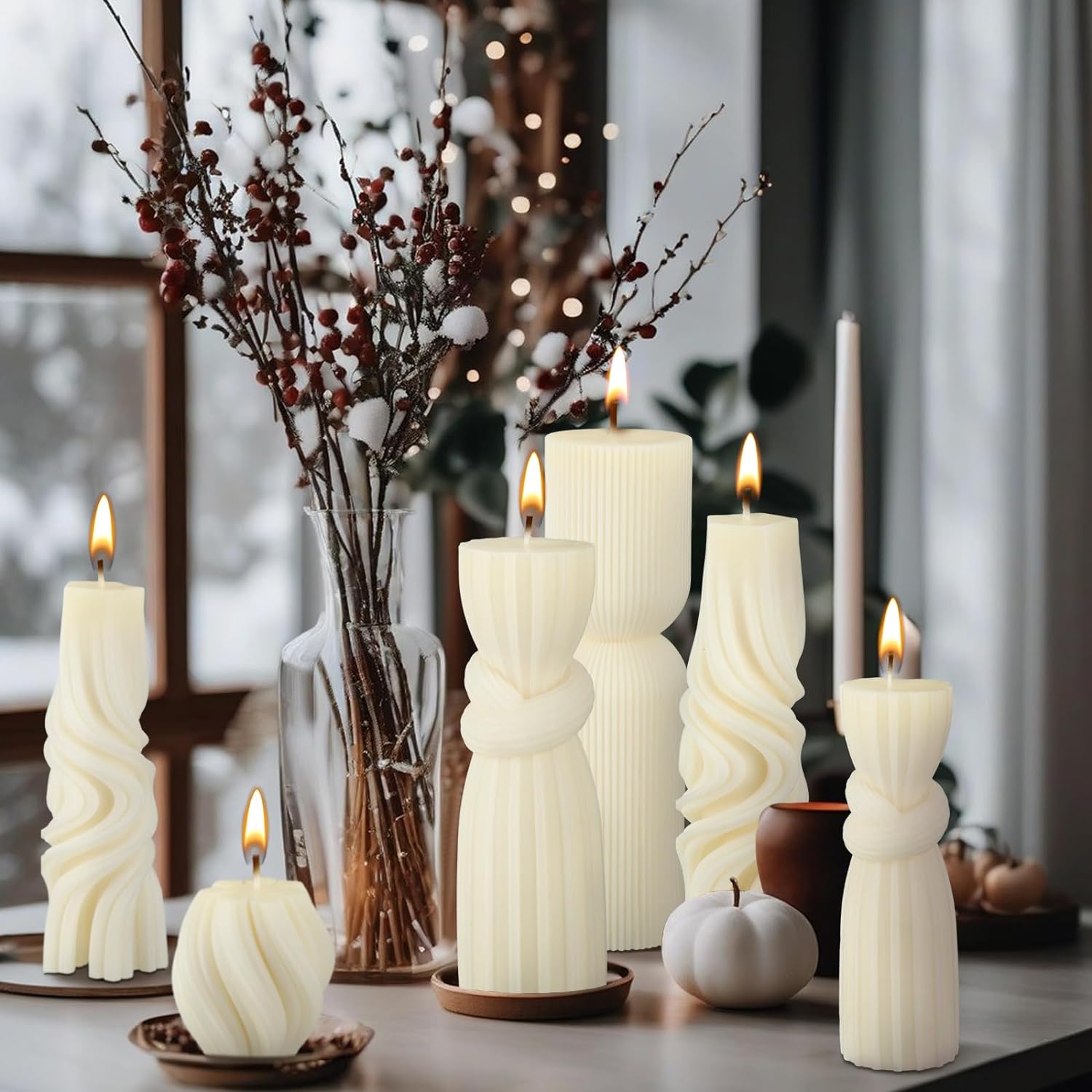 6 Pcs Small Pillar Candles