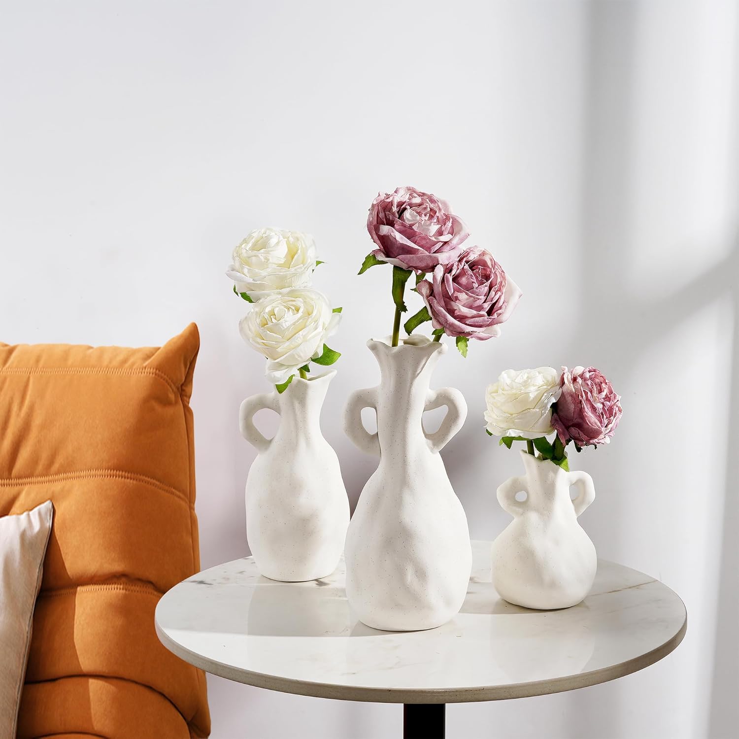 White Ceramic Vase Set of 3